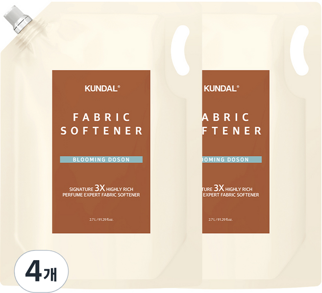 쿤달 초고농축 섬유유연제 블루밍도손향 리필, 2.7L, 4개
