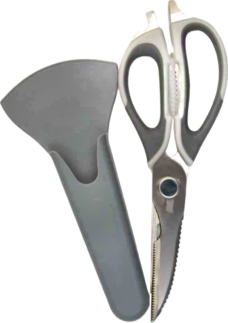 SSGP 三四鋼 廚房用品不銹鋼廚房剪刀帶磁吸套 208g, 白色 + 灰色, 1組