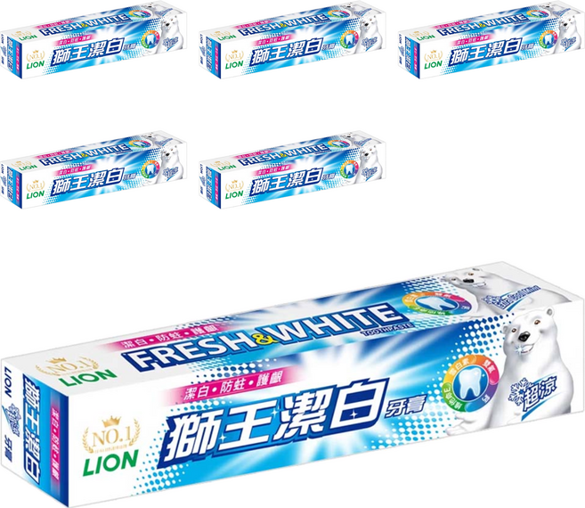 LION 獅王 台灣公司貨 超涼潔白牙膏, 200g, 6條
