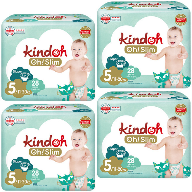 킨도 프리미엄 오슬림 밴드형 기저귀, 5단계, 112매