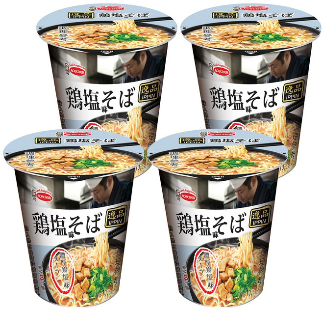 AceCOOK IPPIN 逸品 鹽味雞湯風味杯麵 70g, 4入
