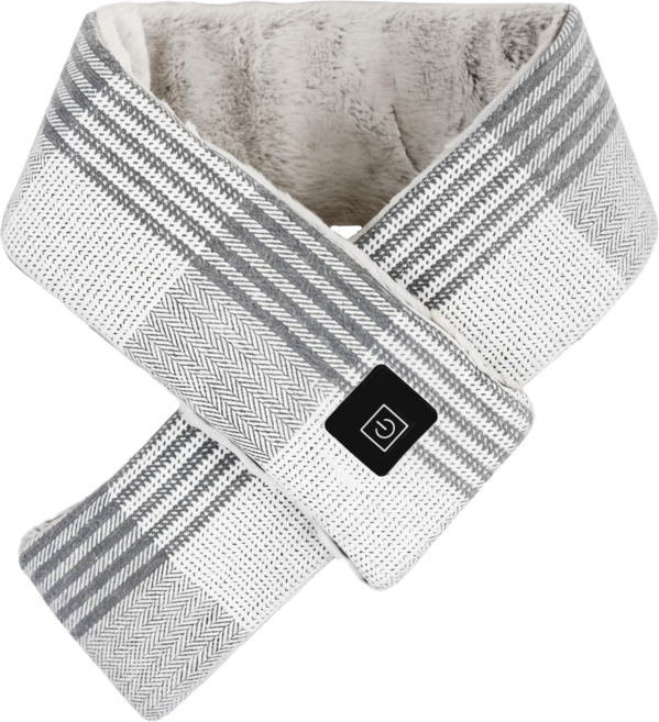 aibo 花呢格紋 USB發熱圍巾(三檔調溫/附USB延長線), USB-21N3, 淺灰色