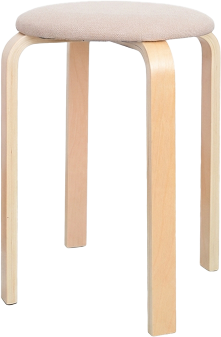 10X10 簡約原木布面椅凳, 米色, 1個