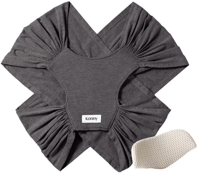 코니 오리지널 엘라스테크 아기띠 + 헤드서포트, 차콜