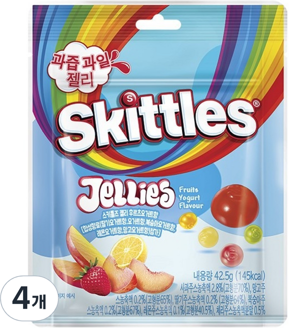 스키틀즈 젤리 후르츠 요거트향, 42.5g, 4개