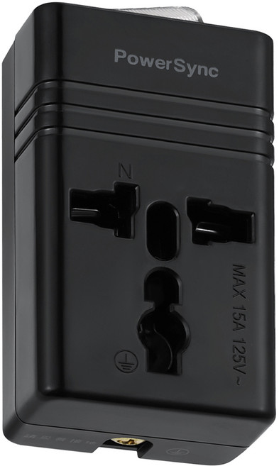 PowerSync 群加 1開萬國轉換台灣2P插頭 TY1C0 6.8 x 4 x 2.8cm 黑色 52.5g, 1個