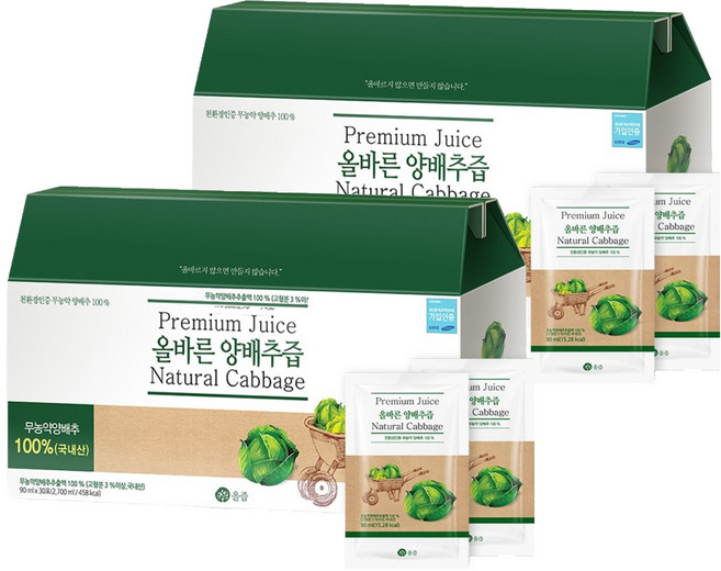 올즙 올바른 양배추즙, 2.7L, 2개