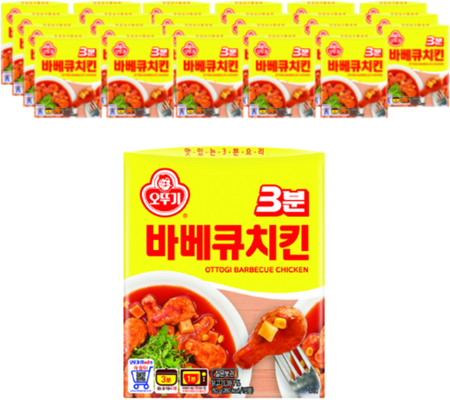 오뚜기 3분 바베큐치킨 즉석조리식품, 150g, 24개