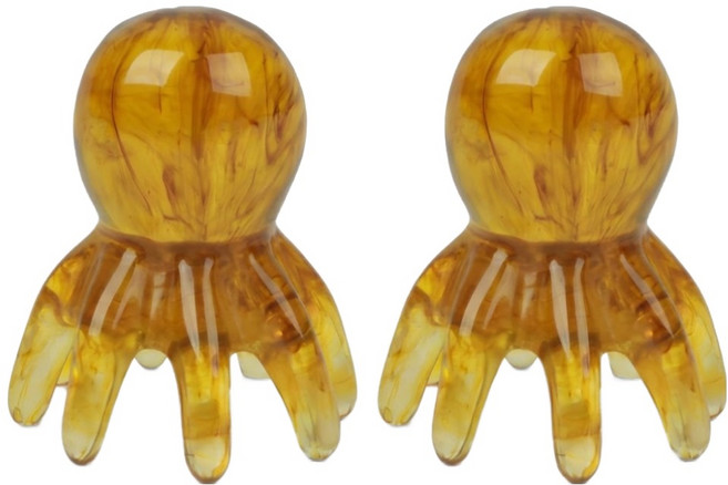 ADUNE 머리 지압 마사지기 문어 두피괄사, 브라운, 2개