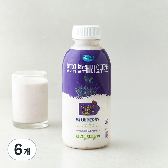 벨라유 블루베리 요구르트, 500ml, 1개입, 6개