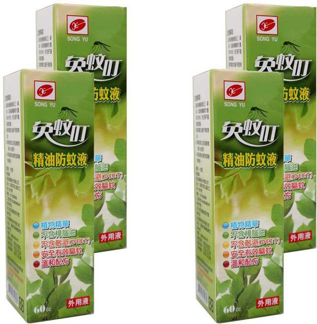 松裕 免蚊叮精油防蚊液, 60ml, 4瓶
