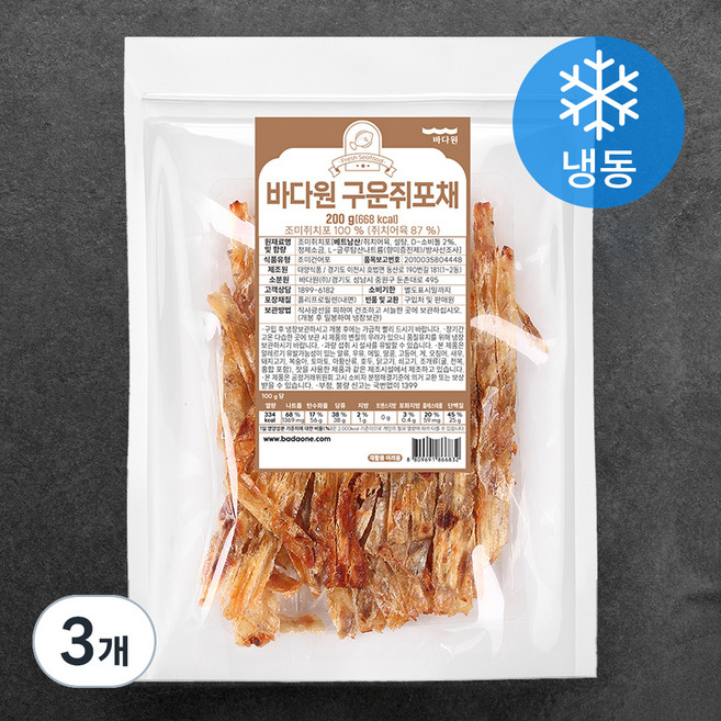 바다원 구운쥐포채 (냉동), 200g, 3개