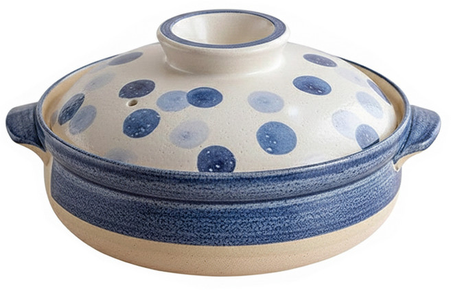 SAJI 佐治陶器 8號深型砂鍋 水玉 2.3L 陶瓷, 25.5cm, 1個