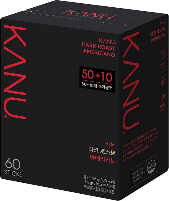 카누 다크 로스트 아메리카노 원두커피믹스, 1.6g, 60개입, 1개 - 쿠팡