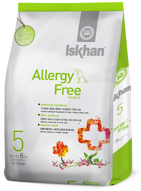 이즈칸 강아지 알러지프리 기능성 사료, 피부/피모, 6kg, 1개