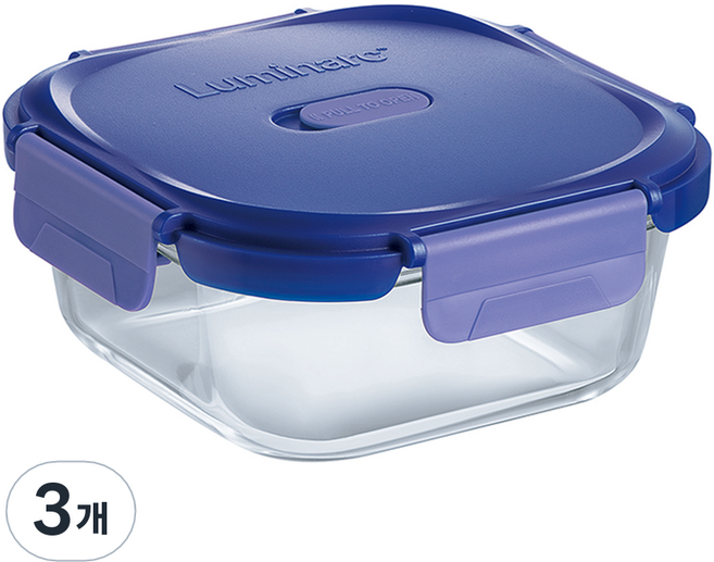 루미낙 퓨티나 정사각 내열 밀폐용기, 3개, 320ml