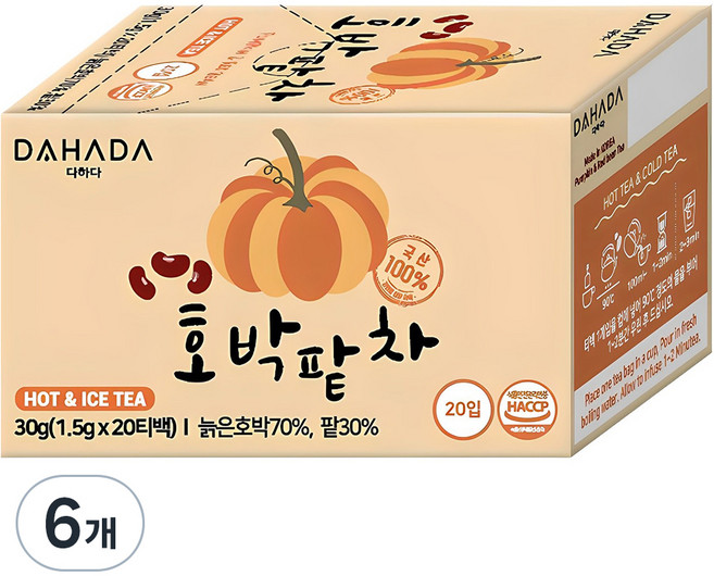 다하다 호박팥차, 1.5g, 20개입, 6개