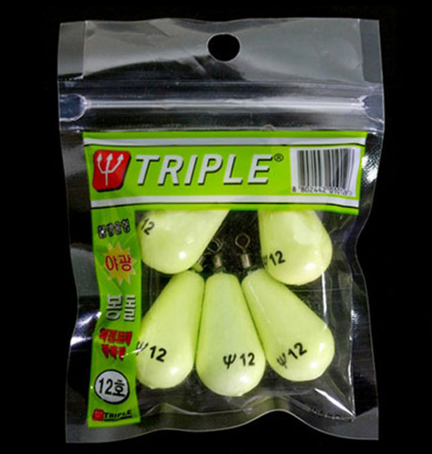 트리플 물방울형 야광 봉돌, 5개입, 1개