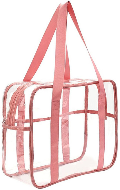 葉子小舖 大容量旅行PVC手提防水收納包 方型, 粉色