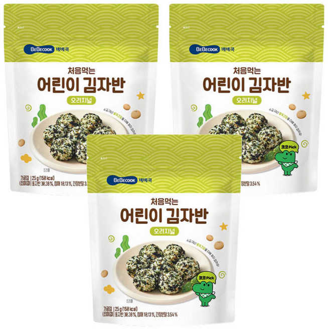 베베쿡 처음먹는 어린이 김자반, 오리지널, 25g, 3개