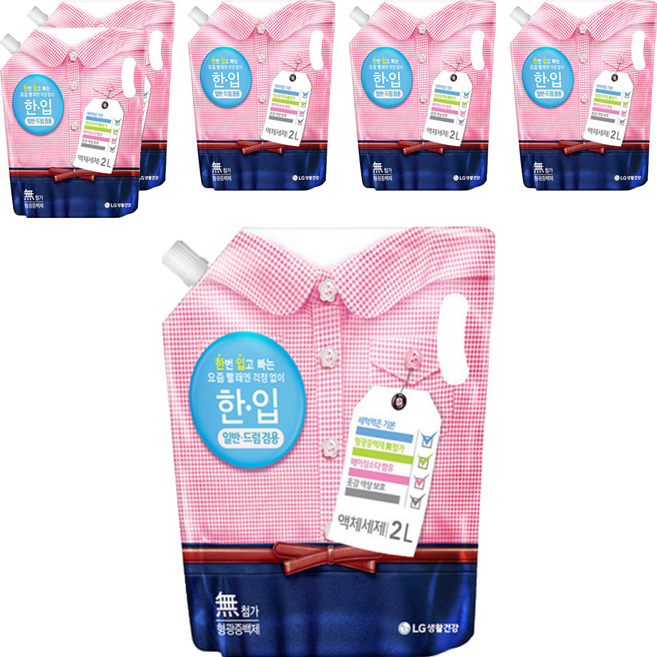 한입 액체세제 일반 / 드럼 겸용 리필, 2L, 6개
