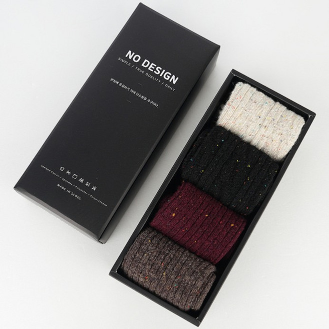 NO DESIGN 保暖羊毛襪禮盒 4件組 + 禮物盒