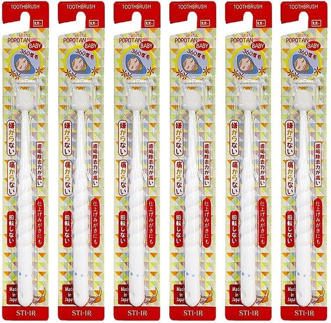 POPOTAN 360度牙刷 0~3歲, 顏色隨機, 1入, 6支