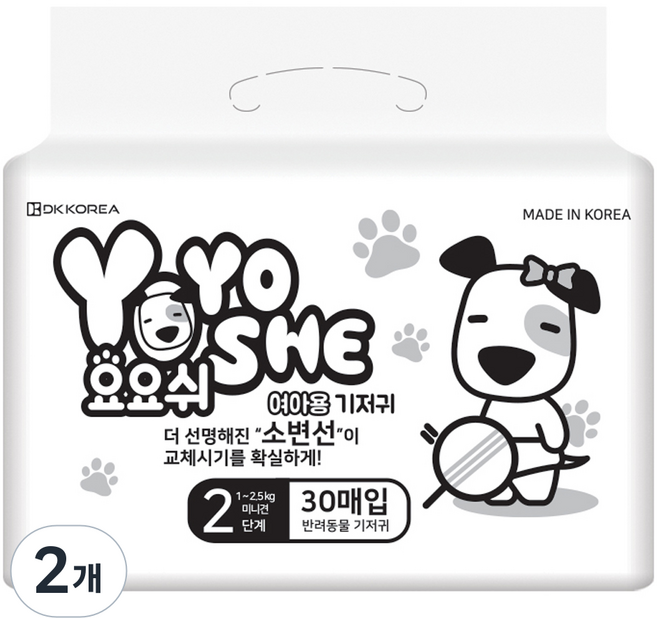 요요쉬 내추럴 기저귀 여아용, 미니, 30개입, 2개