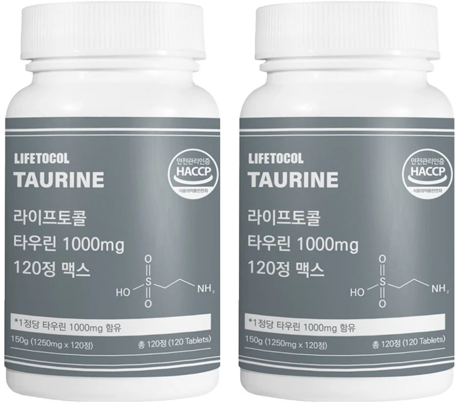 라이프토콜 타우린 1000mg 맥스 150g, 120정, 2개 - 쿠팡
