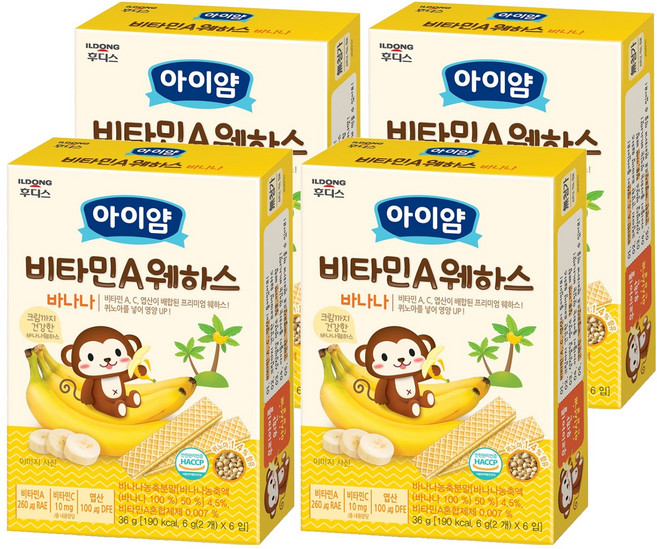 일동후디스 아이얌 비타민A 웨하스, 바나나, 36g, 4개