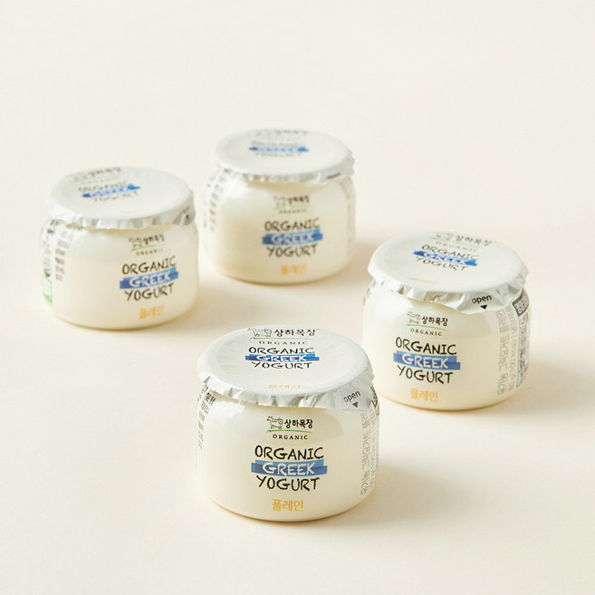 상하목장 유기농 인증 그릭요거트 플레인, 80g, 4개