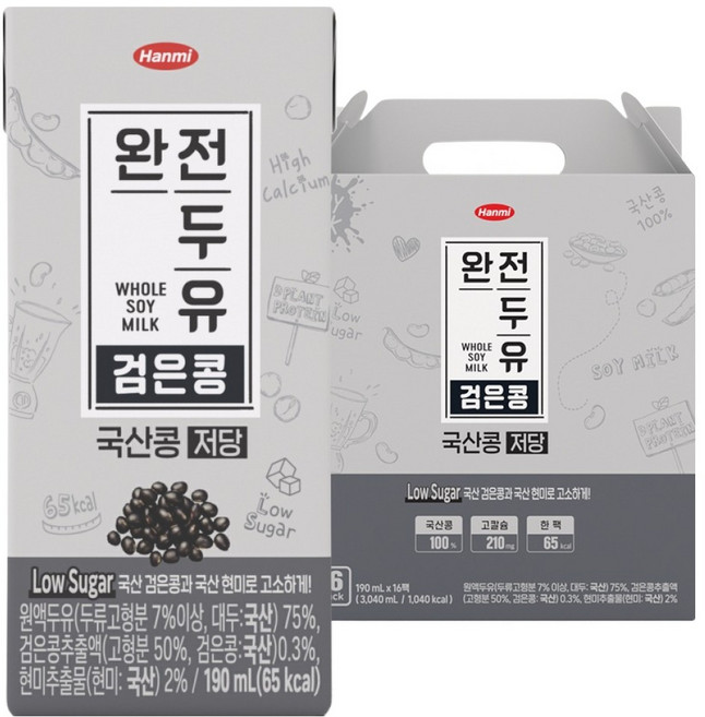 전두유 국산콩 검은콩 저당, 190ml, 16개