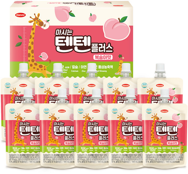 텐텐 한미사이언스 마시는 텐텐 플러스, 100ml, 10개, 복숭아맛