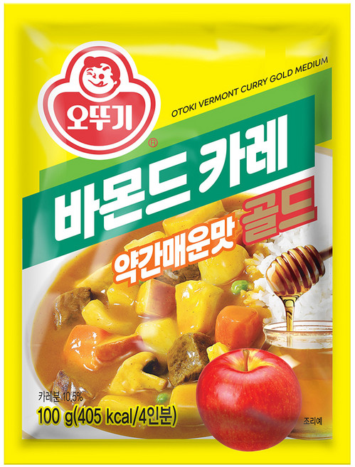 오뚜기 바몬드 카레 골드 약간매운맛, 100g, 3개