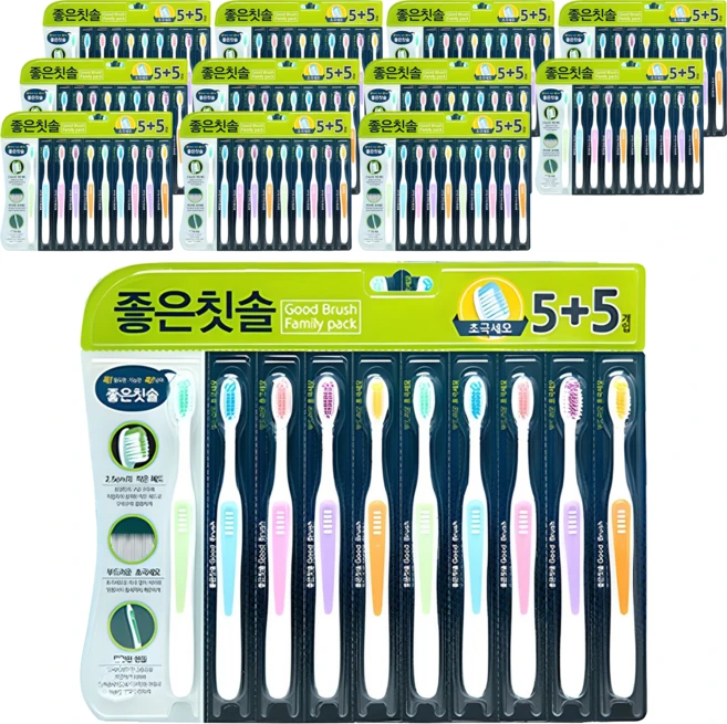 바른생활에이치앤비 좋은칫솔 초극세모, 10개입, 12개 - 쿠팡
