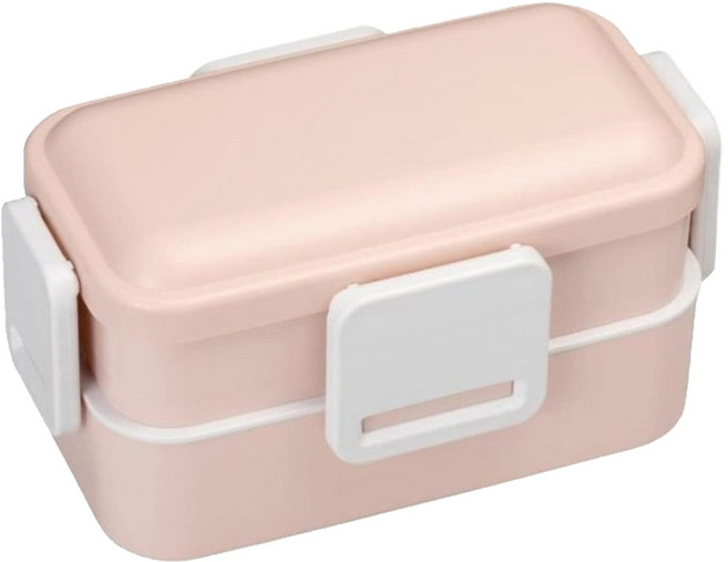 Skater 塑膠抗菌雙層便當盒 600ml, 淺粉色, 1個