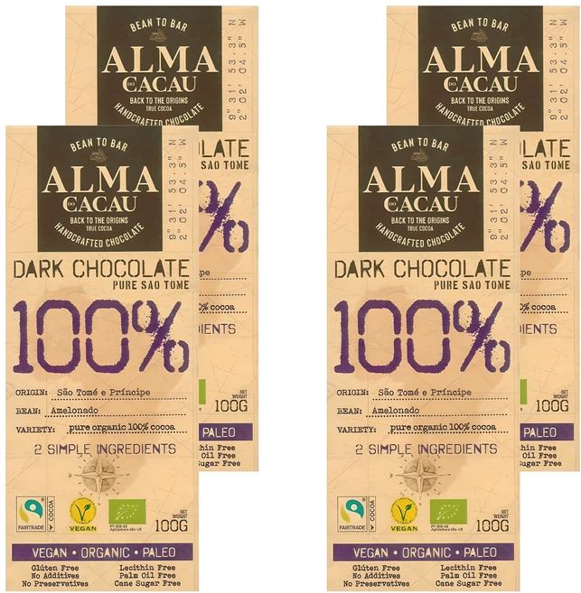 알마카카우 유기농 다크 초콜릿 100%, 100g, 4개 - 쿠팡