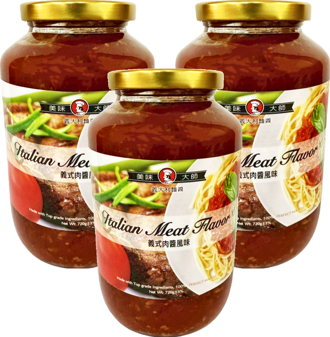 CHEF'S CHOICE 美味大師 義大利麵醬 義式肉醬風味, 720g, 3罐