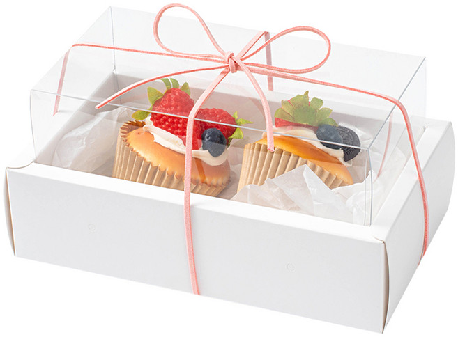 뮤니드 그레이스 쇼케이스 리본 선물상자, 화이트 + 샤무드 핑크 리본, 1개