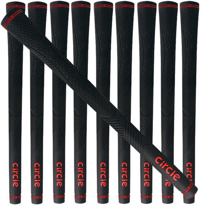 써클디자인골프 남성용 뉴 투어 벨벳 고무 그립, 레드, 10개