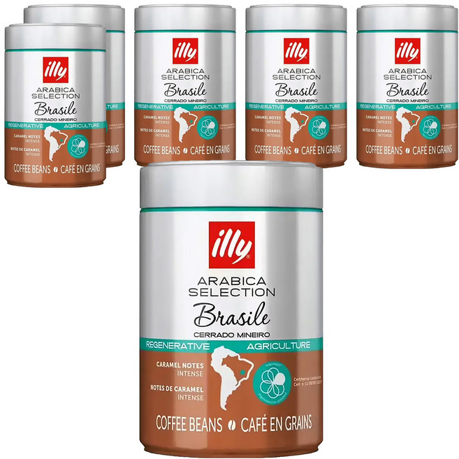 illy 意利 巴西風味咖啡豆 14887, 6罐, 250g, 咖啡豆(無研磨)