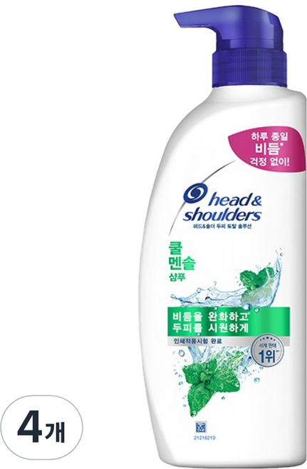 헤드앤숄더 쿨 멘솔 샴푸 프루티향, 520ml, 4개