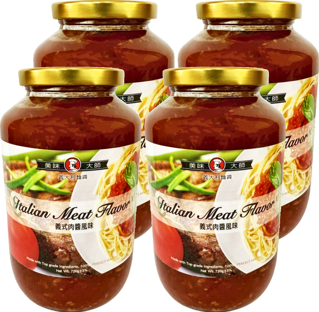 CHEF'S CHOICE 美味大師 義大利麵醬 義式肉醬風味, 720g, 4罐
