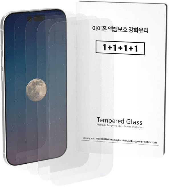 로랜텍 로글 고화질 강화유리 휴대폰 액정보호필름 4p 세트, 1세트