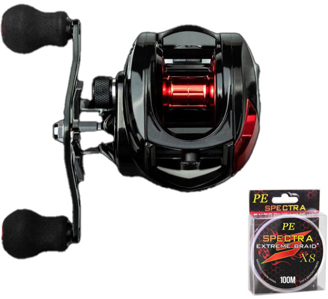 타쿠미 베이트릴 + 합사, AC2000, 블랙 + 레드무광