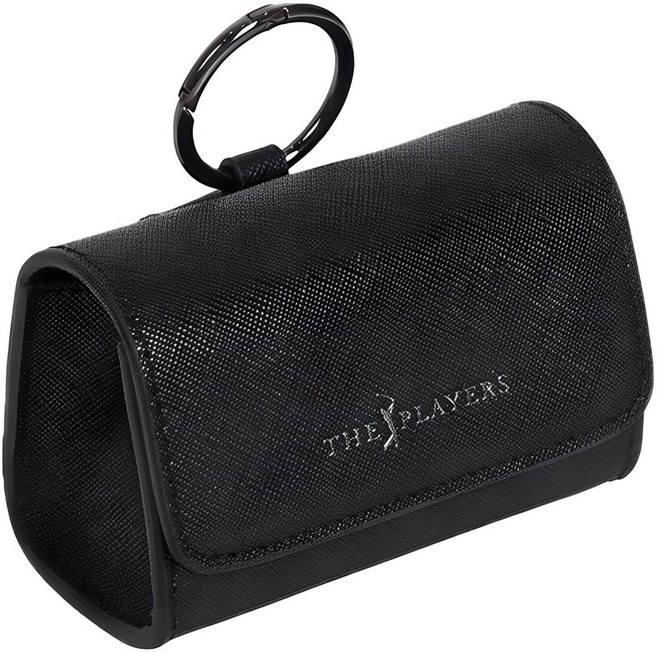 PGA투어 THE PLAYERS 헤리티지 레더 골프공 투볼 케이스, 블랙, 1개