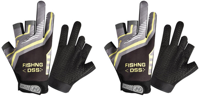 실버캐스트 3컷 낚시장갑 양손착용 세트, 그레이, 2세트