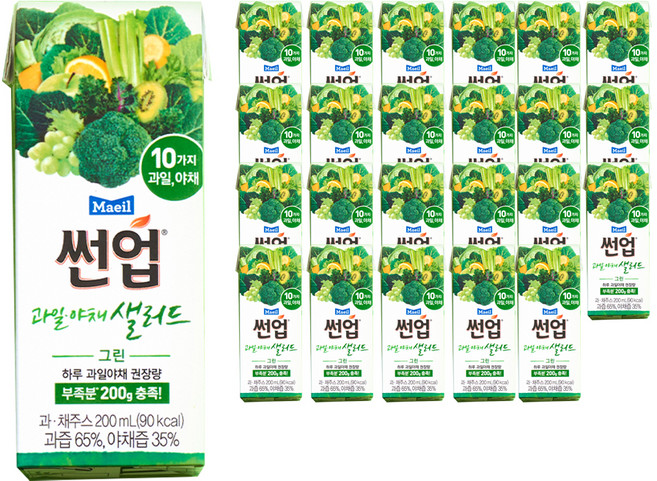 썬업 과일야채샐러드 그린 음료, 200ml, 48개