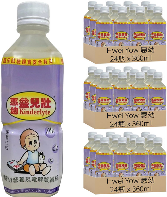 Hwei Yow 惠幼 益而壯 電解質水 葡萄口味, 360ml, 72瓶