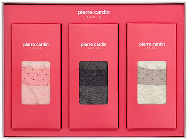 pierre cardin 皮爾卡登 女款重點設計襪3雙禮盒組 + 提袋